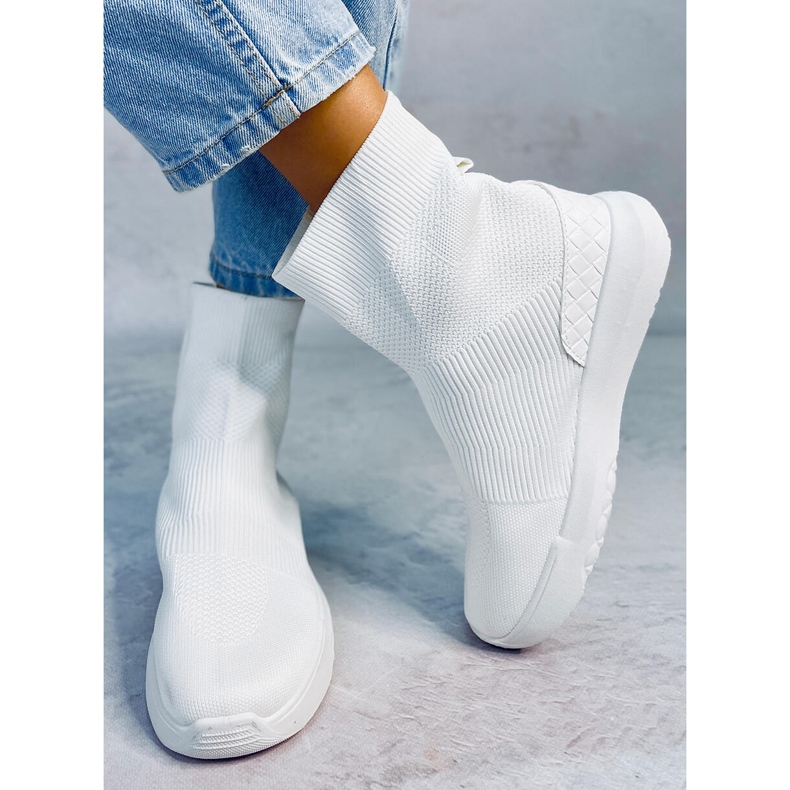 Baskets chaussettes Ervin White blanche 2