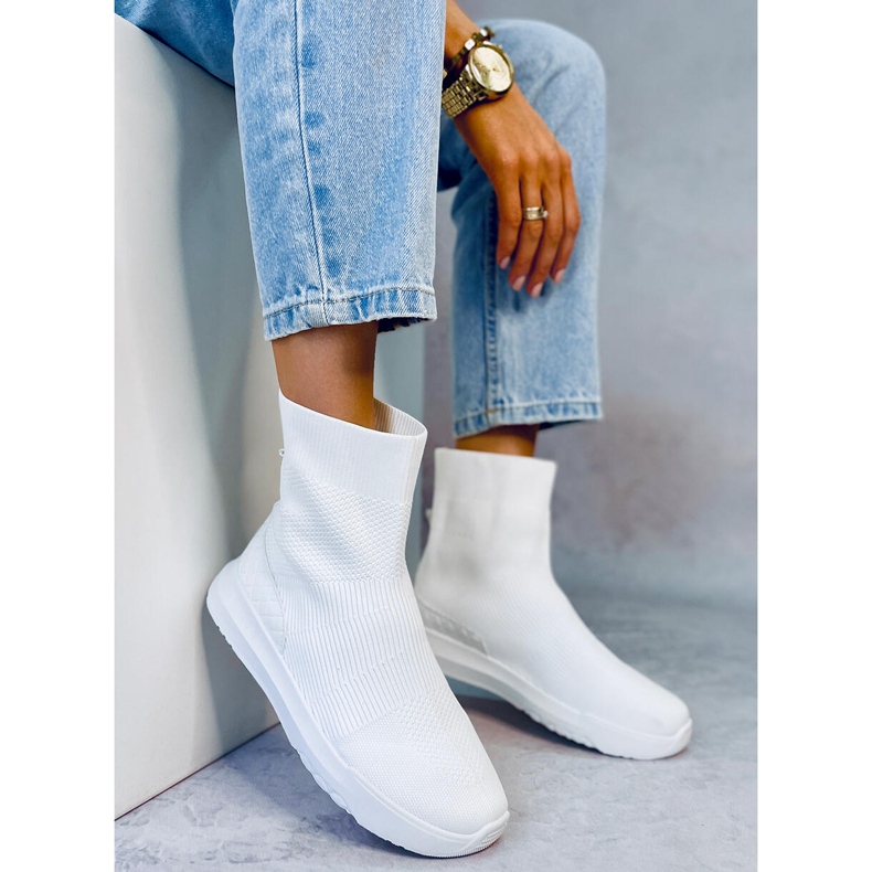 Baskets chaussettes Ervin White blanche 1