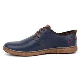 Kampol Chaussures décontractées en cuir pour hommes 22KAM, bleu marine 1