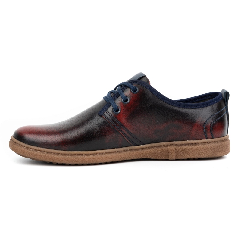 Kampol Chaussures casual en cuir pour hommes 22KAM, bordeaux noir 1