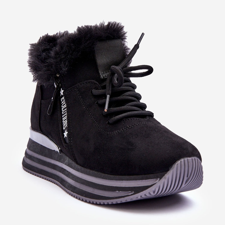 FB3 Chaussures de sport à plateforme Jamarie noires avec fourrure 1