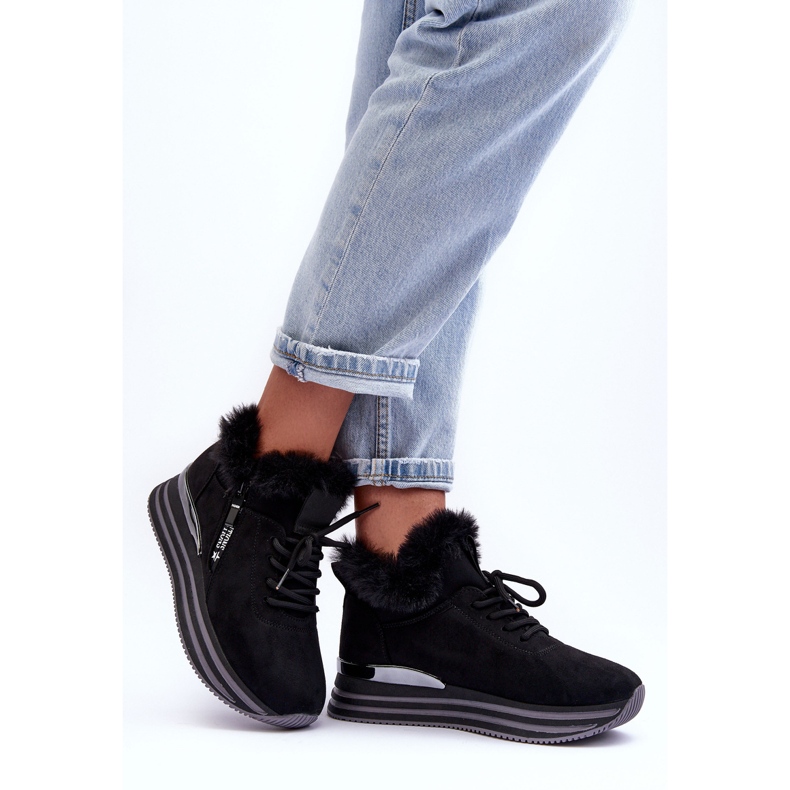 FB3 Chaussures de sport à plateforme Jamarie noires avec fourrure le noir 2 FB3 Chaussures de sport à plateforme Jamarie noires avec fourrure le noir 2