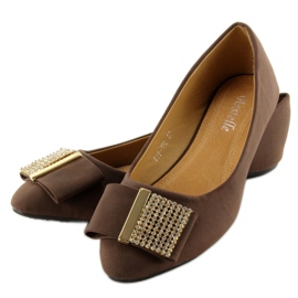 Ballerines avec zircons cubiques 619-170 Coffe brun 2
