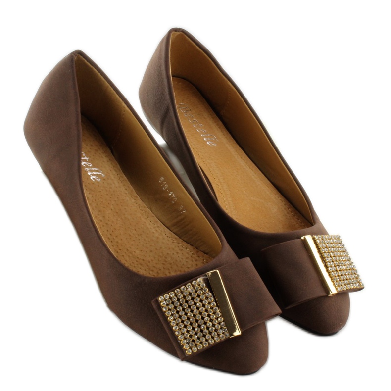 Ballerines avec zircons cubiques 619-170 Coffe brun 1