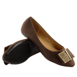 Ballerines avec zircons cubiques 619-170 Coffe brun 3