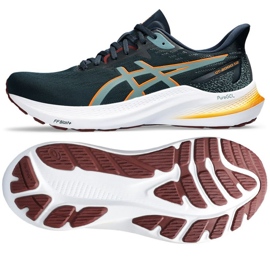 Chaussures de course Asics GT-2000 12 M 1011B691 401 Bleu français vert 1