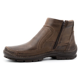 Olivier Bottes d'hiver en cuir pour hommes 354MP marron foncé brun 1