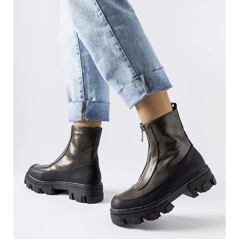 Bottines massives vert foncé avec fermeture éclair Morley 1