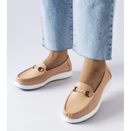 Mocassins roses avec empiècement en cuir de Vinceza 1