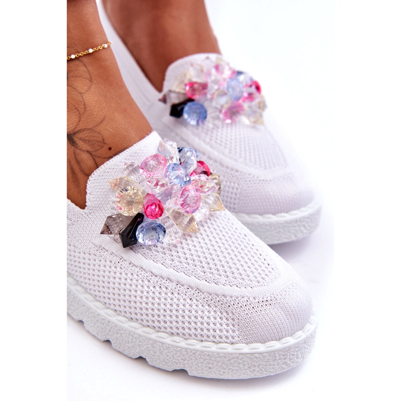 PM1 Baskets à enfiler pour femmes avec ornements Blanc Taylor 3