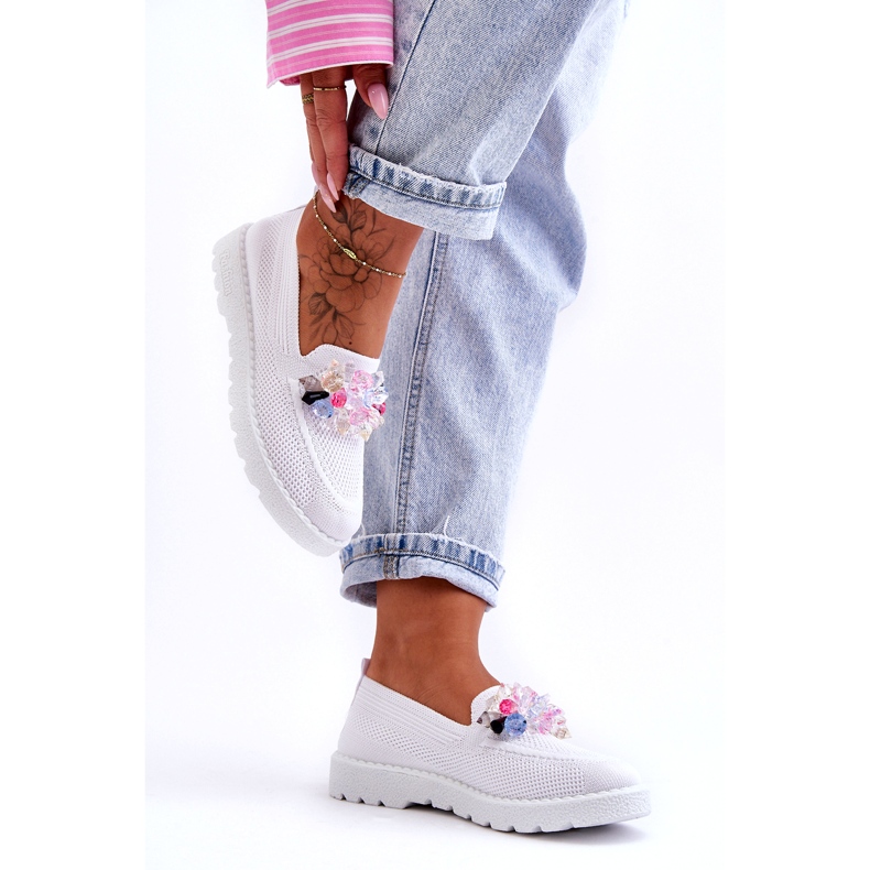 PM1 Baskets à enfiler pour femmes avec ornements Blanc Taylor 2