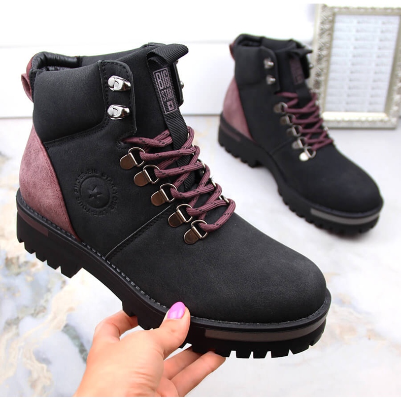 Bottines à lacets noires pour femmes Big Star MM274318 le noir 1 Bottines à lacets noires pour femmes Big Star MM274318 le noir 1