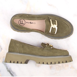 Chaussures femme en daim vert sur la plateforme par Filippo DP4916 5