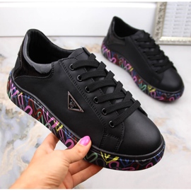 Chaussures en cuir pour femmes sur plateforme noire colorée Filippo DP4480 le noir 2