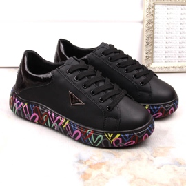 Chaussures en cuir pour femmes sur plateforme noire colorée Filippo DP4480 le noir 3