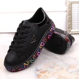 Chaussures en cuir pour femmes sur plateforme noire colorée Filippo DP4480 le noir 4