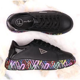 Chaussures en cuir pour femmes sur plateforme noire colorée Filippo DP4480 le noir 5
