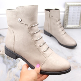 Bottines brillantes et isolées pour femmes Jezzi ASA62-16 beige 1