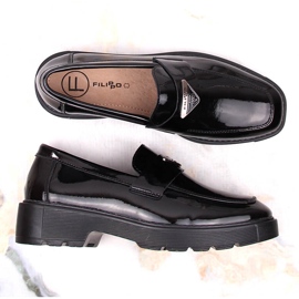 Chaussures slip-on femme en cuir verni noir Filippo DP4710 le noir 5