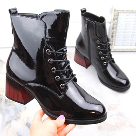 Bottes à talons hauts isolées en cuir verni pour femme, noir Vinceza 58127 1