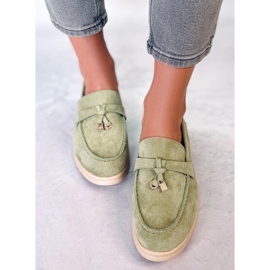 Mocassins en daim d'Ottavia Green vert 1