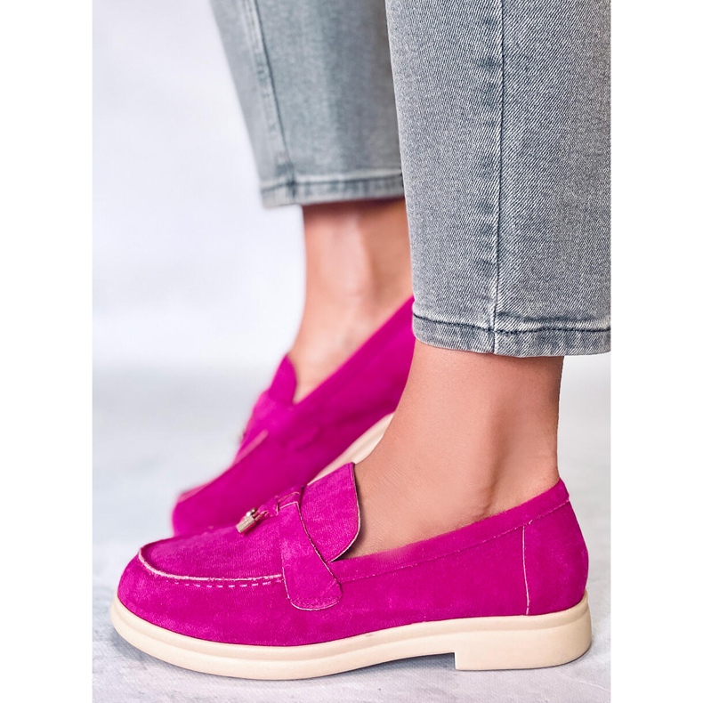 Mocassins en daim d'Ottavia Fuchsia rose 2
