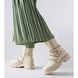 Bottines beiges ornées de perles Callicratide 2