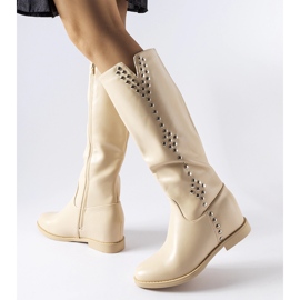 Bottines compensées beiges ornées de boutons pression Vito 1