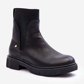 PG1 Bottines Chelsea En Cuir Femme Noir Tannaz 1
