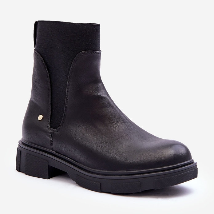 PG1 Bottines Chelsea En Cuir Femme Noir Tannaz 1