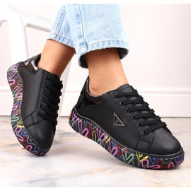 Chaussures en cuir pour femmes sur plateforme noire colorée Filippo DP4480 le noir 6