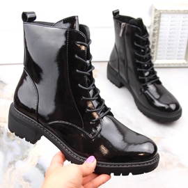 Bottes isolées en cuir verni pour femme, noir Vinceza 10662 le noir 1