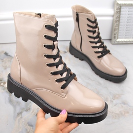 Bottes isolées en cuir verni pour femme, beige, Vinceza 58153 1 Bottes isolées en cuir verni pour femme, beige, Vinceza 58153 1
