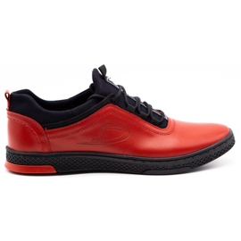Polbut Chaussures casual en cuir pour hommes rouges K24 avec dessous noir 2 Polbut Chaussures casual en cuir pour hommes rouges K24 avec dessous noir 2