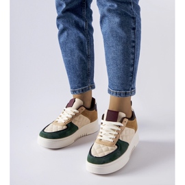 Baskets beiges et vertes sur la plateforme Celso 1 Baskets beiges et vertes sur la plateforme Celso 1