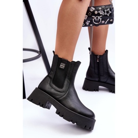 Lemar Bottines Chelsea en cuir sur plateforme massive, Noir Lisencca 2