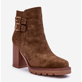 Bottes à talons hauts en daim Makeline olive brun 1