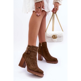Bottes à talons hauts en daim Makeline olive brun 3