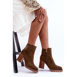 Bottes à talons hauts en daim Makeline olive brun 4