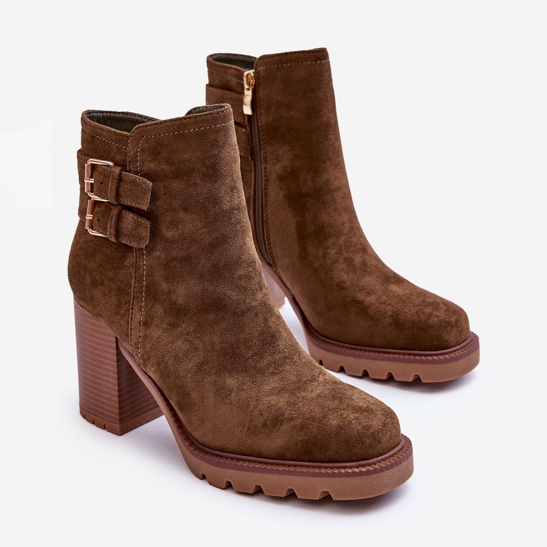 Bottes à talons hauts en daim Makeline olive brun 2