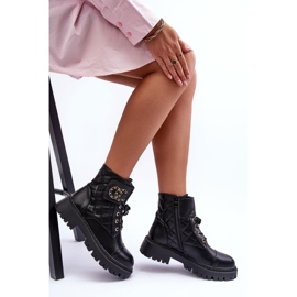 Bottes de travail pour femmes avec décoration, noir Toye le noir 1