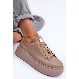 Chaussures de Sport en Cuir à Plateforme Maciejka 06191-04 Beige 2