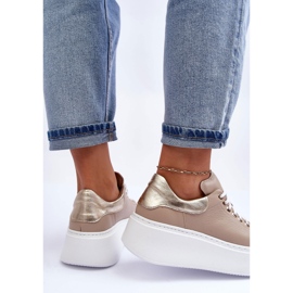 Lemar Chaussures de sport en cuir pour femmes sur la plateforme beige Milonia 2