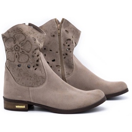 Olivier Bottines confortables ajourées beige foncé 2