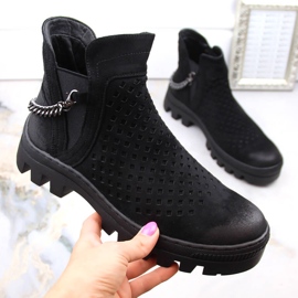 Bottes workwear noires en daim pour femmes Potocki 12028 le noir 1