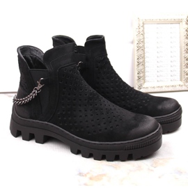 Bottes workwear noires en daim pour femmes Potocki 12028 le noir 2