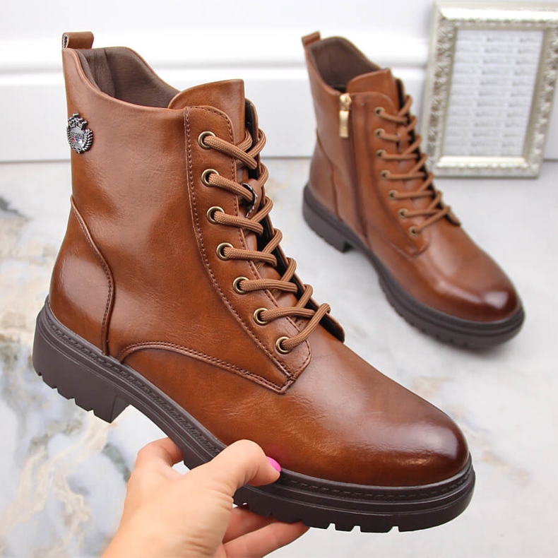 Boots femme marron à lacets et zip Potocki SZ12203 brun 1 Boots femme marron à lacets et zip Potocki SZ12203 brun 1