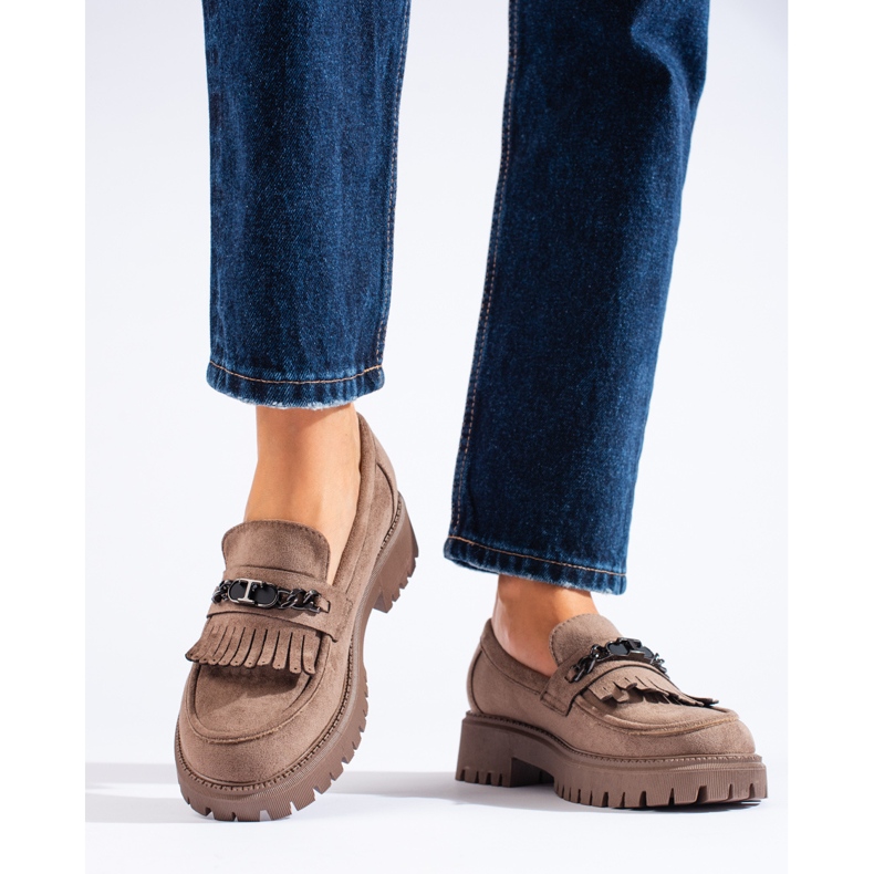 Mocassins en daim beiges pour femmes de Shelovet 2