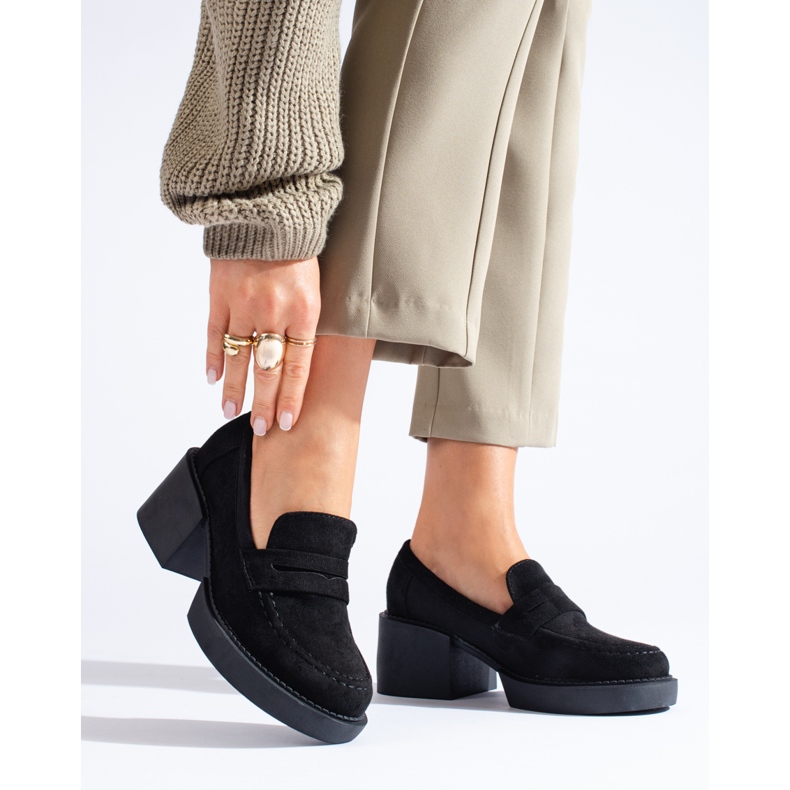 Chaussures femme Shelovet en daim noir le noir 2