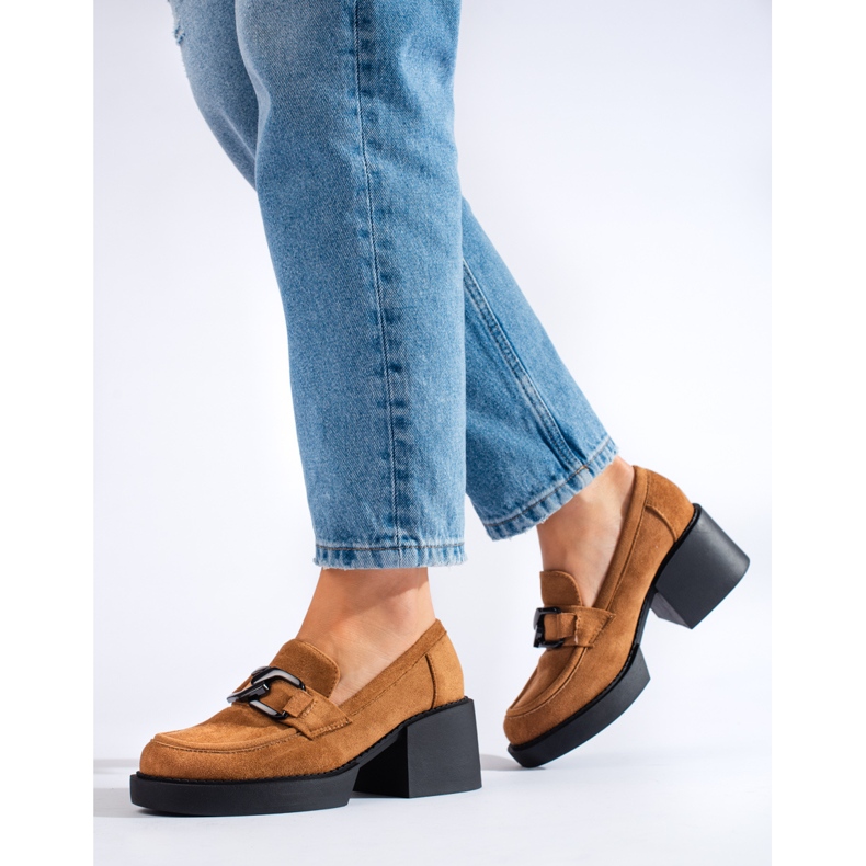 Chaussures à talons femme Shelovet en daim camel brun 2